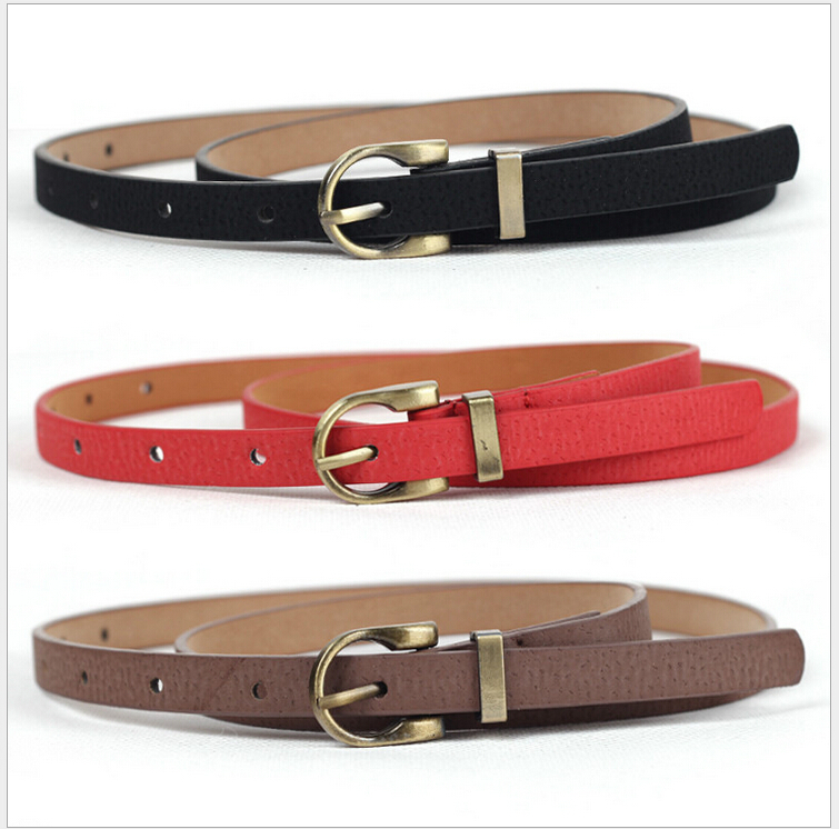 2015 New Famale Faux leather Pigskin leather belt women Slender Wild waistband Strap for lady Alloy