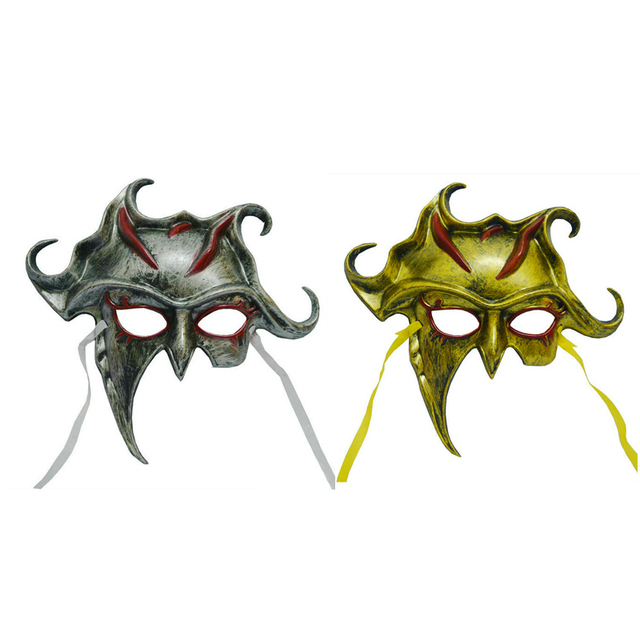 Unique Silver/Gold Color Plastic Titan Cosplay Masks Half Face Mask Scary Masks Masquerade Halloween Party Mask With Ribbon