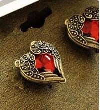 2016 New Style Fashion Vintage Red Heart Earrings Wedding Jewelry Accessories