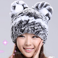 New cute sweet parent child Baby children adult real genuine leather fur hat rex rabbit fur