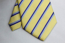 NT0183 Yellow Blue Stripe Fashion Smooth Jacquard Woven Silk Polyester Mans Classic Business Wedding Party Tie