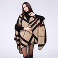 Lohas 2016 Fashion Design Vintage Plaid Women Cape Brand Poncho Women Winter Thick Shawl Cloak Winter