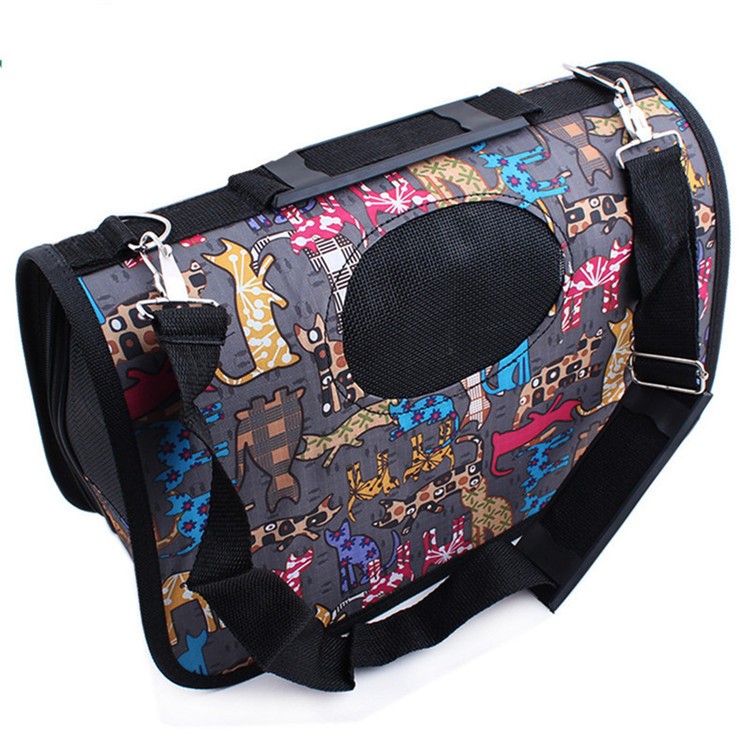 Hot sale cartoon cat printing colorful Carrier Dog Cat Travel Bag Foldable cats Carriers Seat For Small Dogs Accessory Bag PA26 (1)