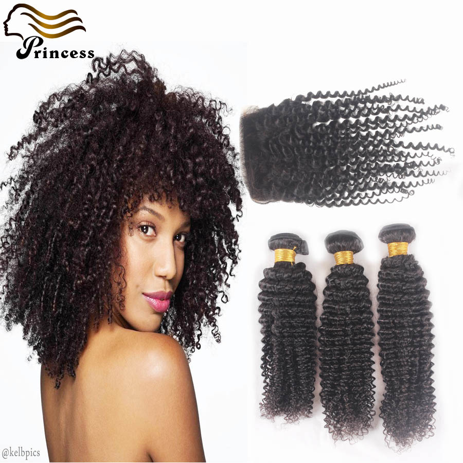 7A Cheap Brazilian Kinky Curly With Closure Unprocessed Virgin Brazilian Hair With Closure Kinky Curly Hair With Bundles Stock