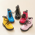 2016 Kids shoes boys girls Candy Color patent leather boots kids Martin boots children girls boys