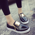 2016 New Fashion Sequined Women Flats Round Toe Platform Loafers Zipper Lazy Women Casual Shoes Big