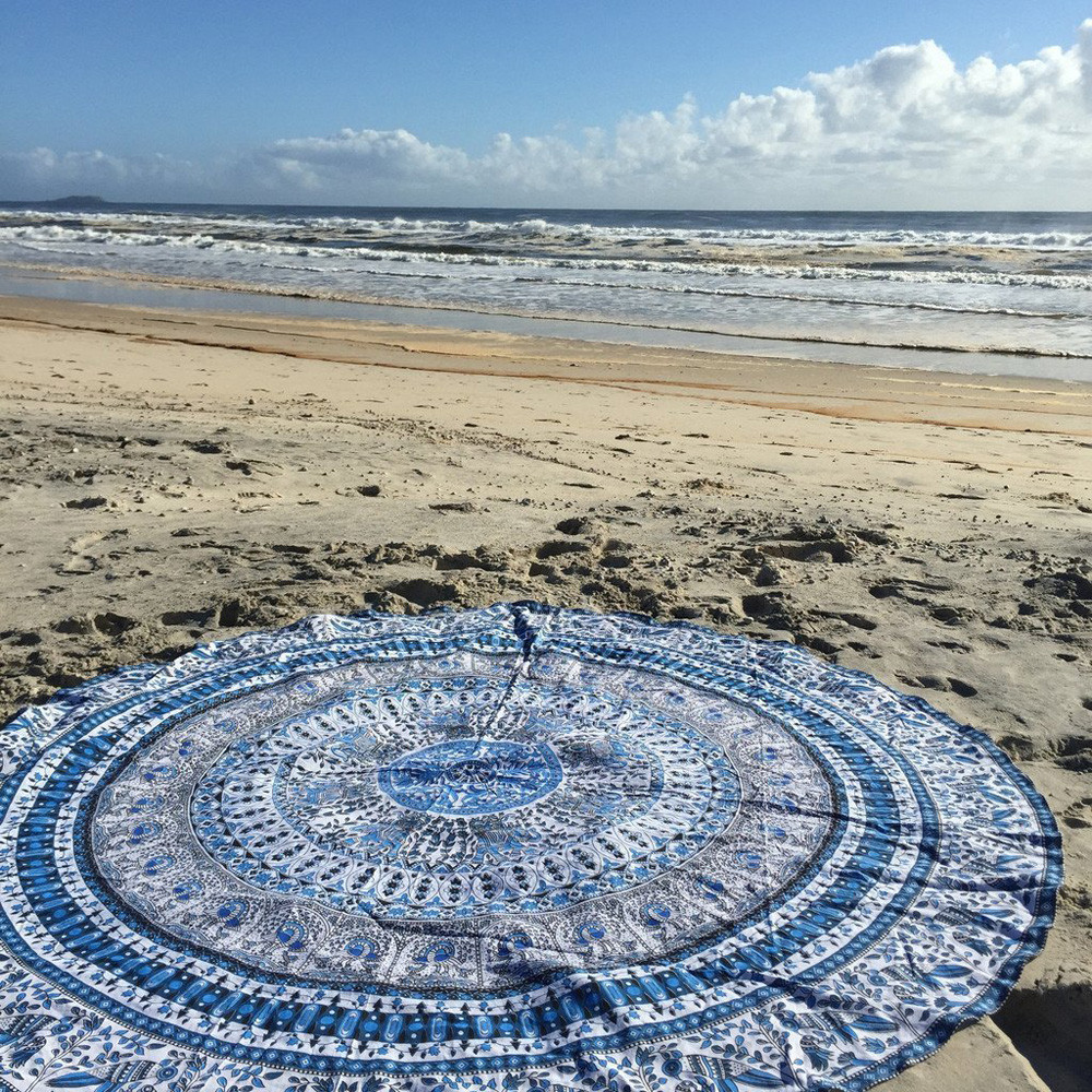 Large Printed Round Beach Towels Home Shower Towel Blanket Table Cloth Mat serviette de plage #2017