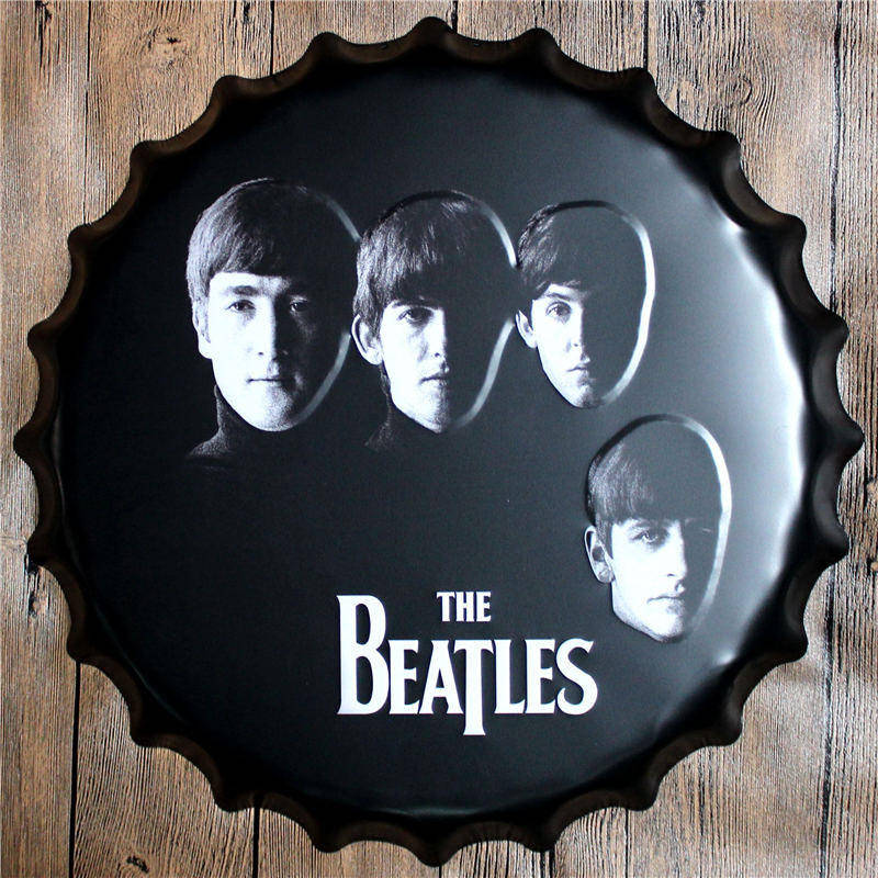 The Beatles Relief Bottle Cap Round Metal Art Poster Vintage Tin Sign Retro Bar Pub Home Wall Decor 40 CM