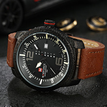 2016 Naviforce Casual Men Watch Genuine Leather Quartz Watch Wrist Watches For Men Waterproof 3ATM Auto