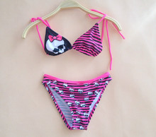 2016 Dresses Monster.high Girls Swimsuits 3-10y Two Pieces Kids Bikini Swimwear Children Clothing Clothes New Summer Style Yf04