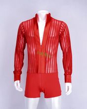 2016 Real Dance Costumes For Kids Latin Dress World Fashion Adult Male Men Lace Very Sexy Latin Long Sleeve Shirt With Underwear