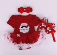 Christmas Baby girl clothes Summer clothing baby girl set 3pcs tutu dress romper shoes hair band