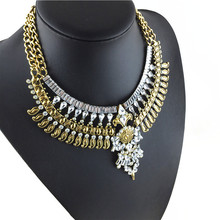 2015 Hot New Spring Vintage Necklaces Pendants Fashion Big Collar Necklace Gold Necklace Crystal Jewelry Statement