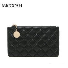 MICOCAH : Sheepskin Women Coin Purses 2016 Fashion Bag Brand New Plaid Genuine Leather Women Handbags With Zipper Famous Brand