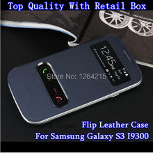 View case Dual Window luxury Leather Case cover for Samsung Galaxy S3 SIII i9300 i9308 Fashion multicolor options