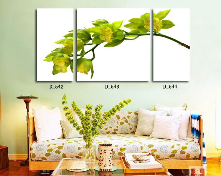 Simple Modern Decorative Wall Painting Fresh Green Flower Painting Canvas 3PC Eco-friendly Combination Cotton Mural Several Size