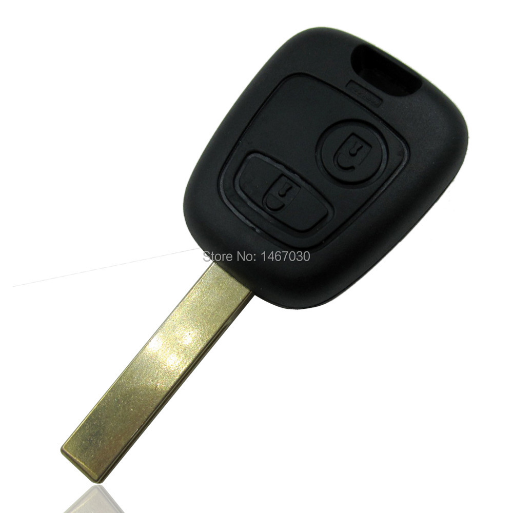 2 Buttons Replacement Car Key Case Shell Blank with Groove on Side Of Blade For Citroen