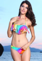 Sexy Rainbow Tassel Detachable Halter Beach Bikini Swimwear Women Push Up B...