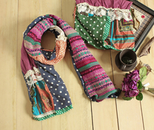 2014 new mori girl fashion and trend Japanese style Product yarn cloth dot all-match lace scarf