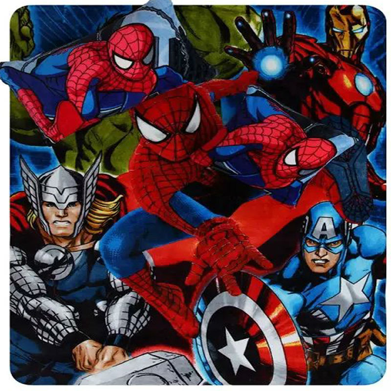 red spiderman Captain America bedding set 3pcs for twin size flannel soft warm duvet cover bedsheet pillowcase cartoon kids set