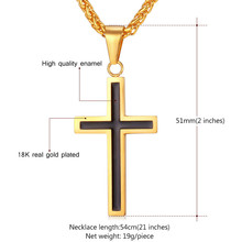 Cross Pendant Necklace 2015 New Trendy 18K Real Gold Plated Stainless Steel Religious Christian Cross Jewelry