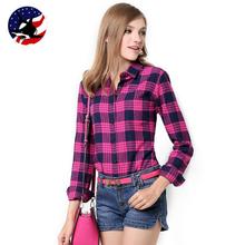 Galeoid cotton women’s Blouses sanded female long-sleeve plaid shirt Women 100% cotton Flannel shirt Tops