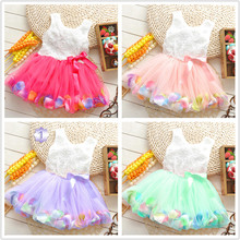 Hot Sales Cheap price promotion 0-2 years old summer wear infant multicolor color small petals flowers Princess Dress Girls