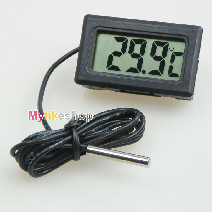 Digital LCD Probe Fridge Freezer Thermometer Thermograph for Refrigerator 110C Black White 