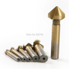 6Pcs High Carbon Steel Single Flute Titanium Coated Edge Chamfer Chamfering 90 Degree Wood Countersink Drill
