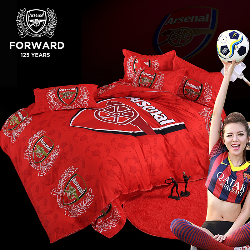 ccHome 100% Cotton Reactive Printing Luxury Arsenal Football Club Bedding Sets 4pcs Twin Full Queen Size High Quality