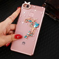 SMILE Case For Huawei P9 Series Blue Butterfly flowers Rhinestone back cover Case for Huawei P9