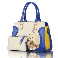 2016 New Alligator Women Handbags Fashion Lady Shoulder Bags With One Clutch And Small Bear N311
