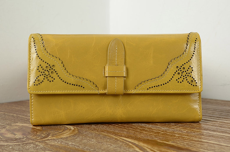 Imported Grain Leather Korea Style Burnished Leather Women's Long