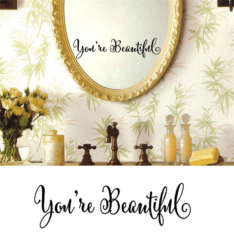 Wall Sticker Quotes Youre Beautiful Wallpaper Window Mirror