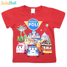 2016 Summer Fashion Boys Cartoon T-shirts American Style tshirts Robocar Cotton Tops and Tees for 2T-7T FXB003