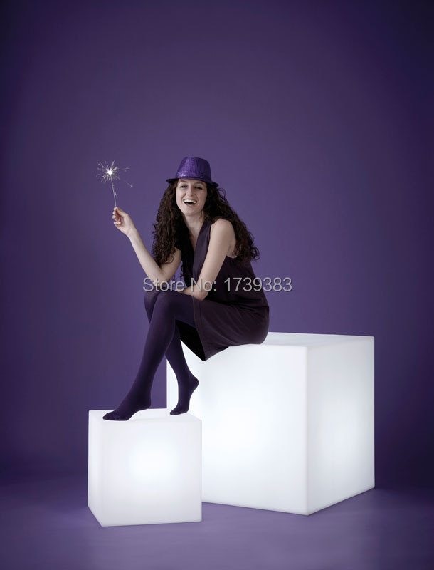 HOT 60CM 100 unbreakable led Furniture large chair table Magic Dic LED Remote controll square cube