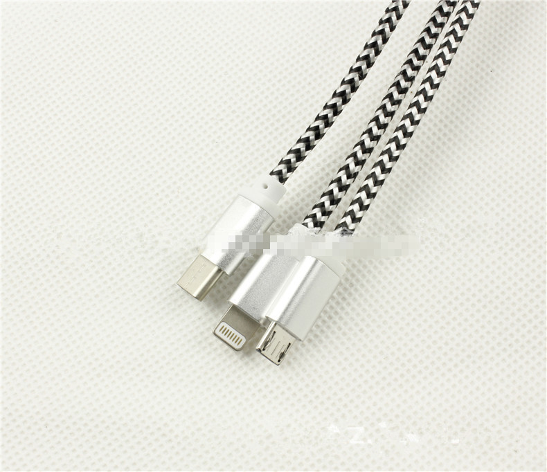 100cm 3 in 1 Usb Flat Charging Cable Type c For Samsung for Android Lenovo Smartphones