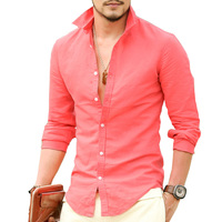 Brand high quality Linen Men s Shirts Long Sleeve Male Slim Fit Casual Business Shirt Solid