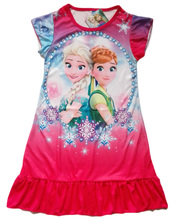 Hot pajamas Summer Nightgowns Dora Sophia Princess Girl print Cartoon nightdress for girls sleepwear polyester kids