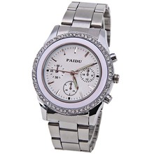 Fashion luxury brand Paidu rhinestone quartz watches clock women gold silver black color women s full