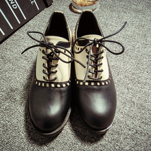 2015 new fashion women leather shoes flats oxfords round head cross strap mid heel sneakers handsome