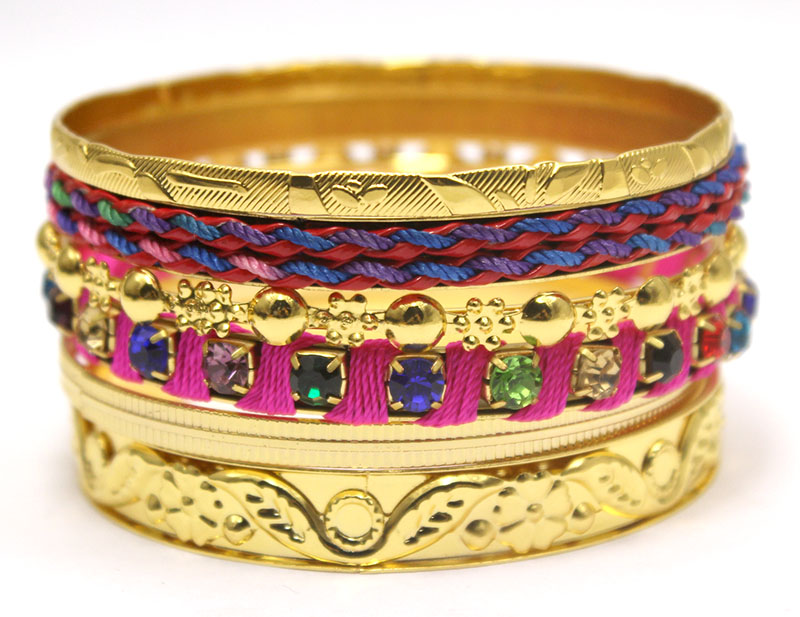 LADYMEE Bracelet Bracelet Bijoux Chaude Rose Multi Couleur Strass Bracelets pour les Femmes Or Bracelets Indien