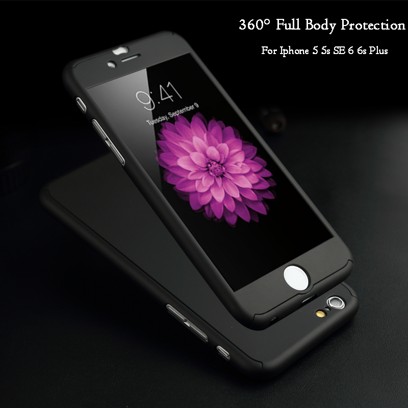 6 6 s 360 Case Полный Охват Тела Coque Телефон Случаях для iPhone 5 5S SE 6 6 S Плюс Жесткий PC Защитный Чехол Бесплатно Прозрачная Пленка Экрана