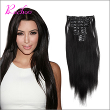 Remy Virgin Brazilian Hair Clip In Extensions 120G Clip In Brazilian Hair Extensions 1B Black Clip In Human Hair Extensions 200G