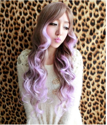 Sissy asian curly long hair