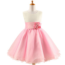 2016 new girls dress Princess Wedding Flower Girl Dress flowers Kids Dresses For Girls Party Bridesmaid Dresses