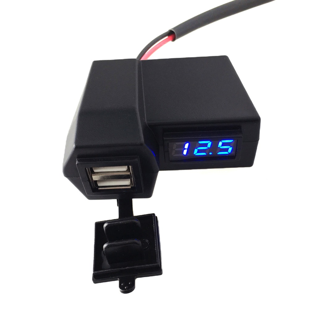 3.1A Car Motorcycle Voltmeter Thermometer  Digital LED Auto Car USB Charger Temperature Meter Voltmeter top quality