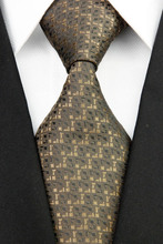 NT0184 Brown Black Stripe Fashion Smooth Jacquard Woven Silk Polyester Mans Classic Business Wedding Party Tie
