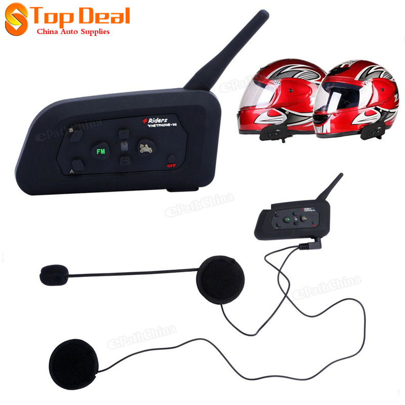 New V4 BT Multi Interphone Bluetooth Intercom Waterproof FM Motorcycle Headphone Helmet Headset Communicator 4 Riders