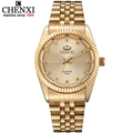 Golden New Clock gold Fashion Men watch full gold Stainless Steel Quartz watches Wrist Watch Wholesale
